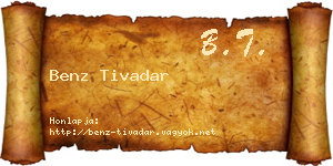 Benz Tivadar névjegykártya